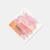 2025 Graduate Pink and Orange Watercolor Serviette (Ecke)