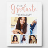 2025 Graduate Rose Gold Script 4 FotoCollage Fotoplatte (Vorderseite)