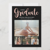 2025 Graduate Rose Gold Script Foto Collage Party Einladung (Vorderseite)