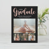 2025 Graduate Rose Gold Script Foto Collage Party Einladung (Stehend Vorderseite)