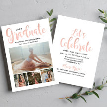 2025 Graduate Rose Gold Script Foto Collage Party