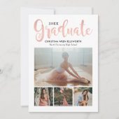 2025 Graduate Rose Gold Script Foto Collage Party Einladung (Vorderseite)