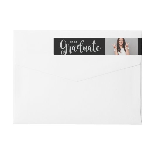 2025 Graduate Silver Grad Foto Rücksendeadresse (Rückseite)