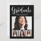 2025 Graduate Silver Script Foto Collage Party Einladung (Vorderseite)