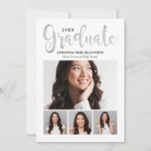 2025 Graduate Silver Script Foto Collage Party Einladung (Vorderseite)