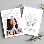 2025 Graduate Silver Script Foto Collage Party Einladung