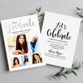 2025 Graduate Silver Script Foto Collage Party Folieneinladung