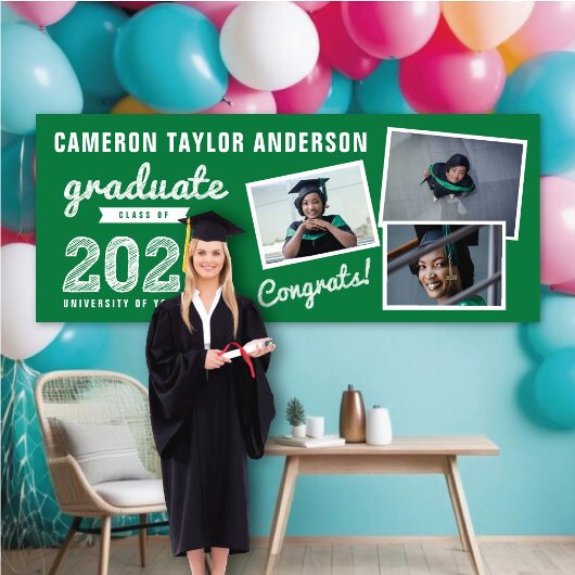 2025 Graduate Sketch Drei Fotos Graduation Party Banner