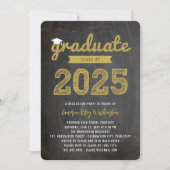 2025 Graduate Sketch Retro Chalkboard Grad Party Einladung (Vorderseite)