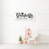 2025 Graduate White Black Script Custom Abschluss Banner (Insitu)