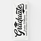 2025 Graduate White Black Script Custom Abschluss Banner (Vertikal)