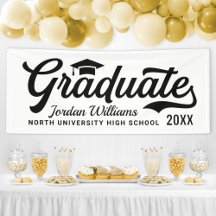 2025 Graduate White Black Script Custom Abschluss
