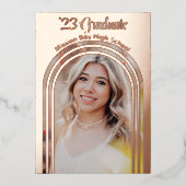 2025 Graduation Party Foto Arch Rose Folieneinladung (Vorderseite)