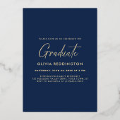 2025 Graduation Party Foto Frame Navy Gold Folieneinladung (Rückseite)