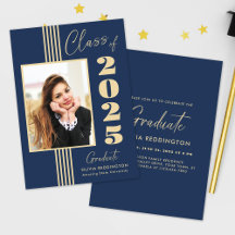 2025 Graduation Party Navy Gold Foto Frame