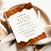 2025 Graduierungsparty Burnt Orange Gold Agate Einladung