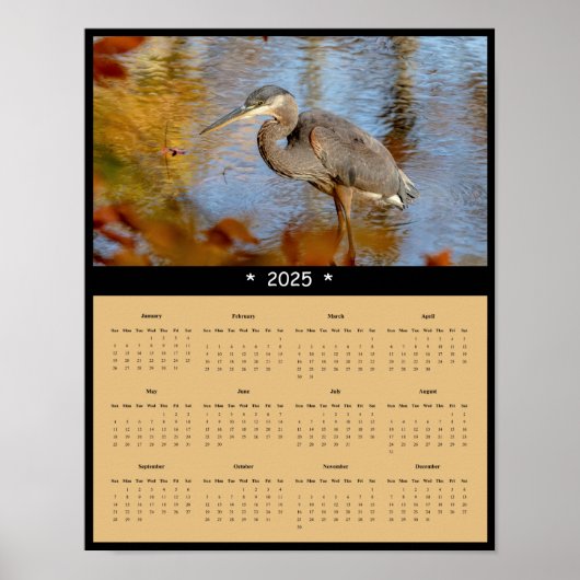 2025 Great Blue Heron Wall Calendar Poster (Vorne)