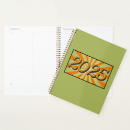 2025 Green mit Orange Sunburst Planer