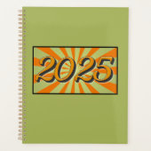 2025 Green mit Orange Sunburst Planer (Vorderseite)