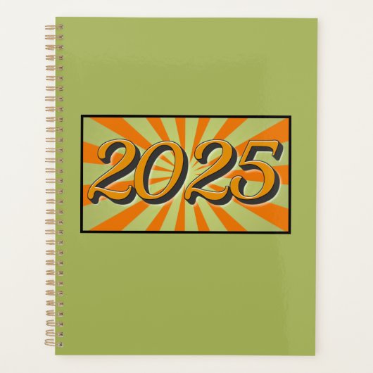 2025 Green mit Orange Sunburst Planer (Vorderseite)