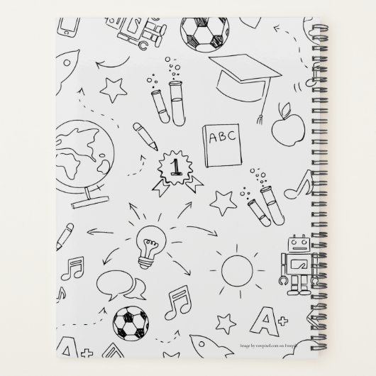 2025 Grundschule Personalisiert Weiß und Schwarz Planer (Rückseite)