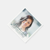 2025 Grüne Script-Foto-Graduation Party Serviette (Ecke)