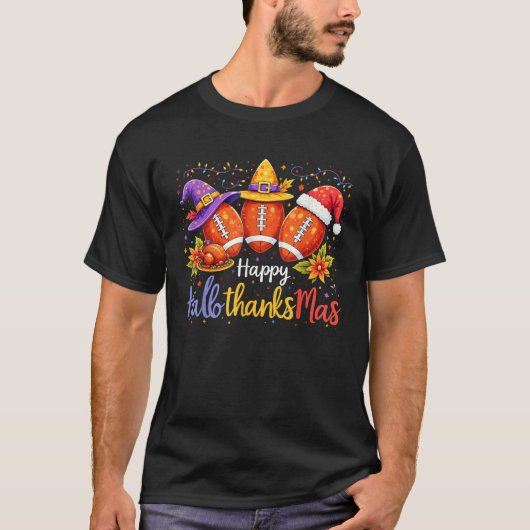 2025 Happy Halloween Thanksgiving Christmas Footba T-Shirt (Vorderseite)