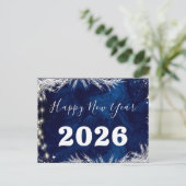 2025,Happy new year!Blauer Urlaub Frohe Weihnachte Postkarte (Stehend Vorderseite)