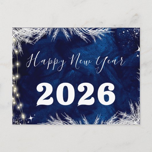 2025,Happy new year!Blauer Urlaub Frohe Weihnachte Postkarte (Vorderseite)