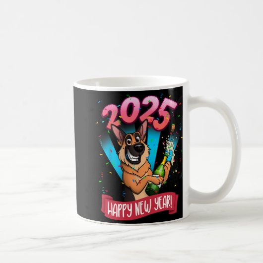2025 Happy New Year German Shepherd Edition Kaffeetasse (Rechts)