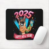 2025 Happy New Year German Shepherd Edition Mousepad (Mit Mouse)