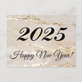 2025, Happy new year!Gold moderner Hintergrund Postkarte (Vorderseite)