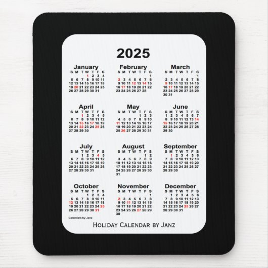 2025 Holiday Two Tone Black Calendar von Janz Mousepad (Vorne)