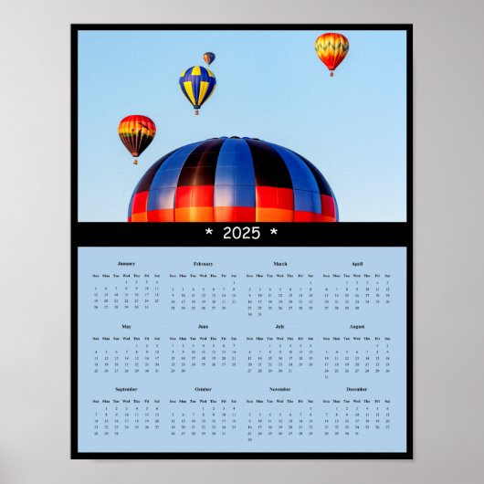 2025 Hot Air Balloons Wall Calendar Poster (Vorne)