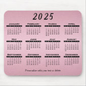 2025 Hübsch rosa Kalender - Jahr Mousepad (Vorne)