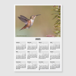 2025 Hummingbird 12x18" Magnetic Mini Calendar Magnetkarte