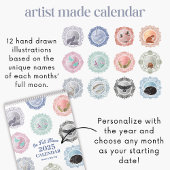 2025 Illustrierter Kunstkalender für Vollmond Kalender