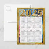 2025 Jahr auf einen Blick Kalender Neujahrskarte Postkarte (Vorne/Hinten)