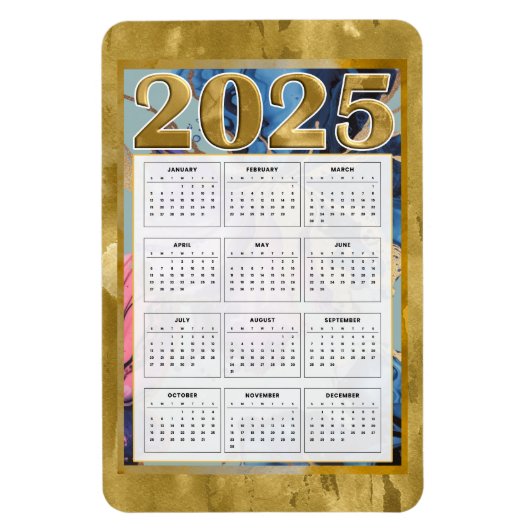 2025 Jahr auf einen Blick Kalender Neujahrsmagnet Magnet (Vertikal)