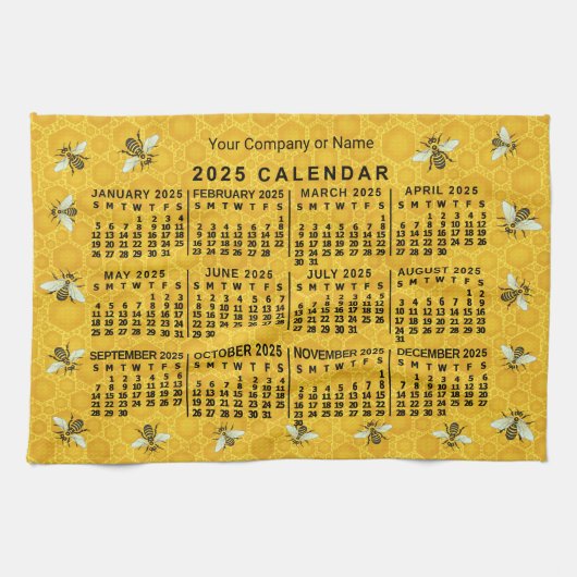 2025 Jahre Kalender Bienenwabenzucht Geschirrtuch (Horizontal)
