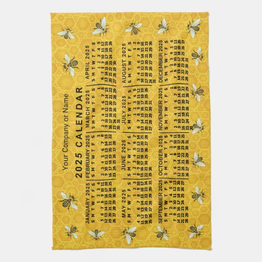 2025 Jahre Kalender Bienenwabenzucht Geschirrtuch (Vertikal)