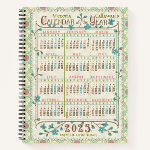 2025 Jahre Kalender Viktorianisch Jugendstil Cus Notizblock