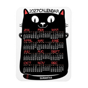 2025 Jahres-Monats-Kalender Mid-Century Schwarze K Magnet