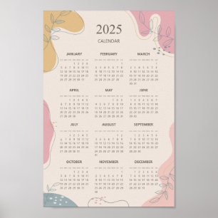 2025 Jahreskalender Abstrakte Ästhetik Minimalisti Poster