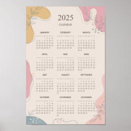 2025 Jährlicher Kalender Abstrakt Ästhetik Minimal Poster
