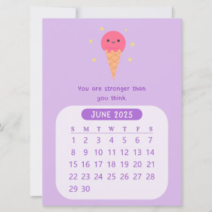 2025 Juni Monatlicher Kawaii Motivierend Kalender Einladung