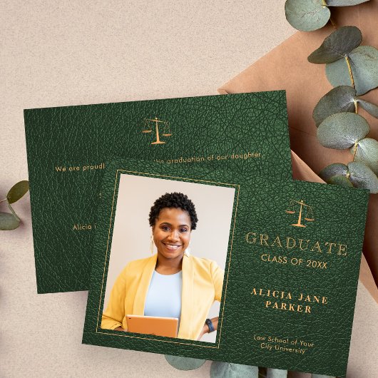 2025 Jura School Abschluss grünes Gold Foto Ankündigung