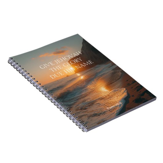 2025 JW Jahr Text Psalm 96:8 Meer mit Sonnenunterg Notizblock (Rechte Seite)