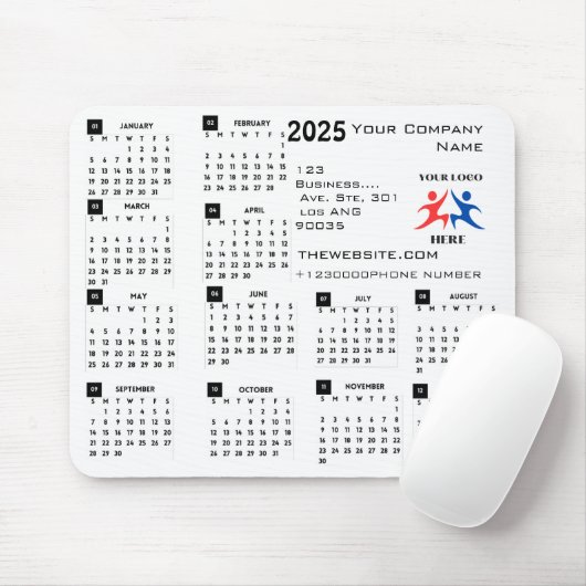 2025 Kalendar Company Logo und Text Mousepad (Mit Mouse)