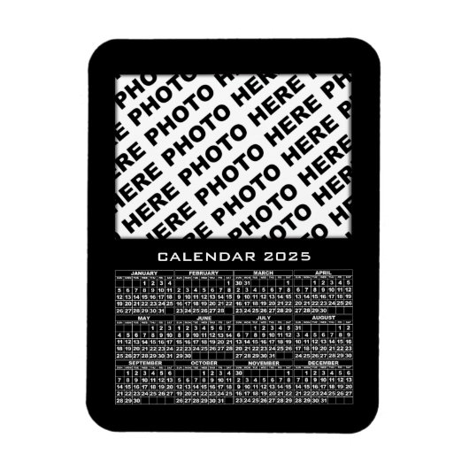 2025 Kalender 1 Fotos Magnet Schwarz hinzufügen (Vertikal)